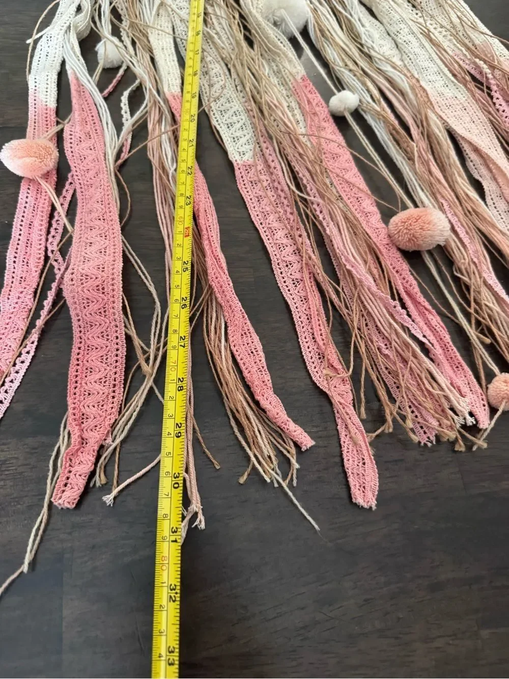 Boho Macrame Pink Cream Wall Hanging Decor